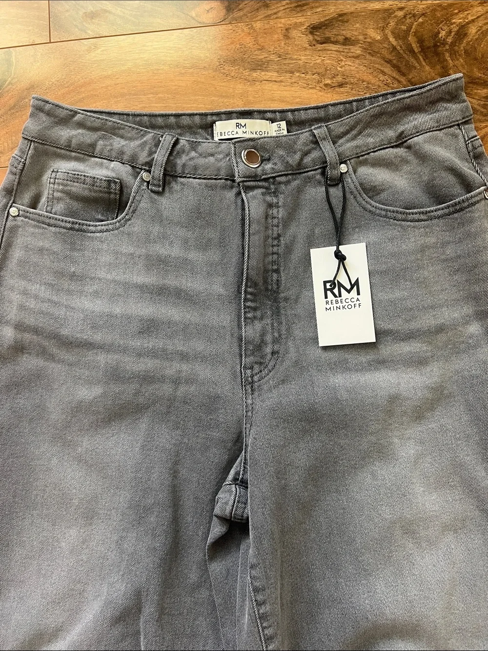 Barrel Leg Cropped/Ankle Jeans High Rise Gray Size 12 Rebecca Minkoff NWT